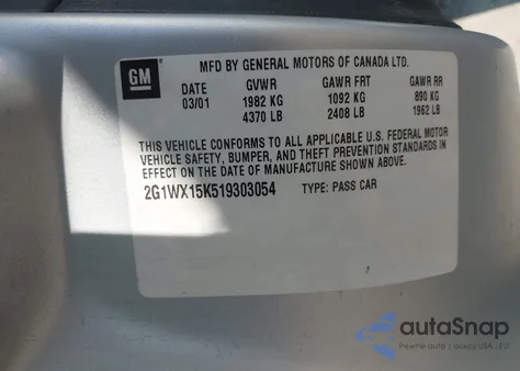 2001 Chevrolet Monte Carlo Ss из США, поврежденный, VIN 2G1WX15K519303054